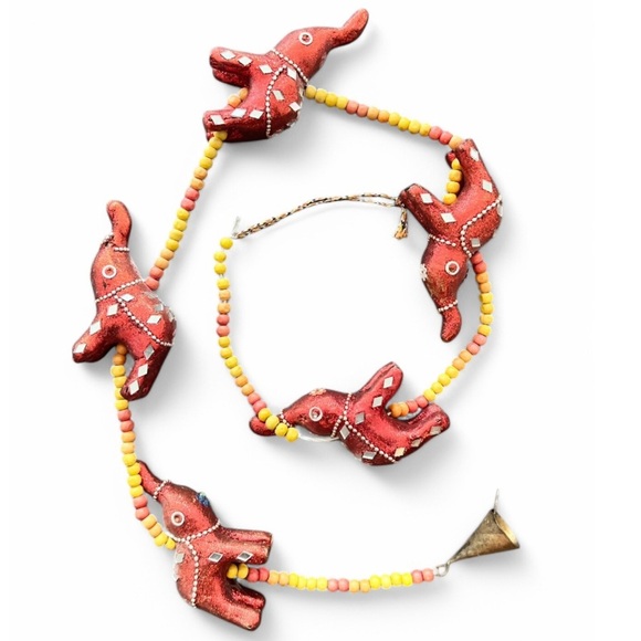 Red Elephant Jewelled Hanging Art Beaded  Wall Home Decor Bohemian Children Kids - Picture 1 of 8
